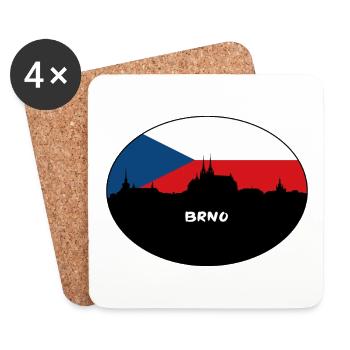 Brünn Tschechien Flagge Skyline Silhouette Reisen - Untersetzer (4er-Set) - Weiß - Vorne