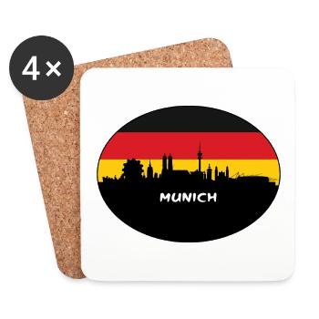 Munich Allemagne Drapeau Skyline Silhouette Travel - Dessous de verre (lot de 4) - blanc - Devant