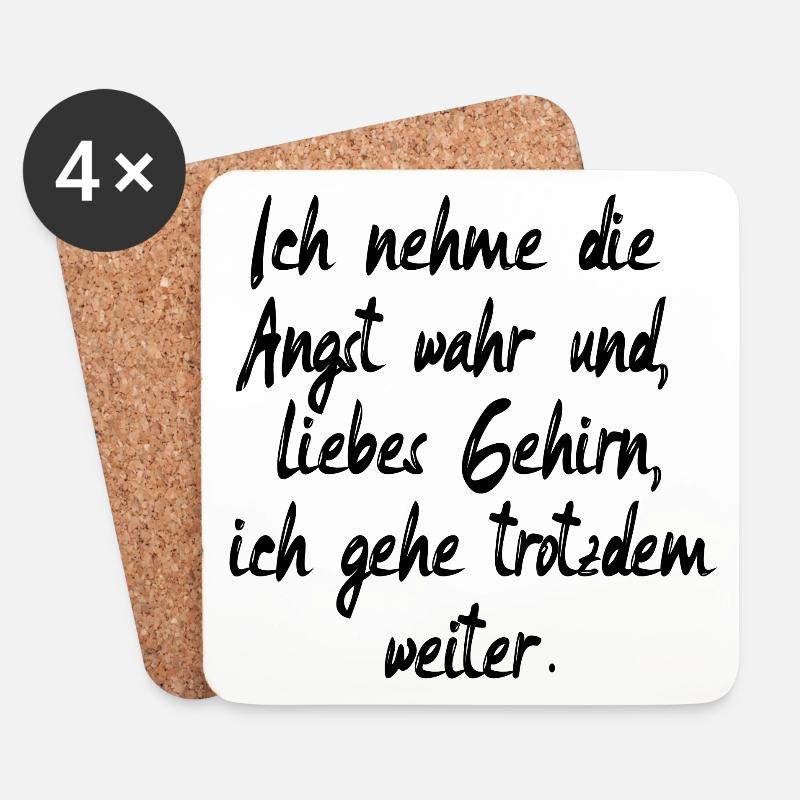ÄNGSTE ÜBERWINDEN - MOTIVATION SPRÜCHE - Untersetzer (4er-Set) - Weiß