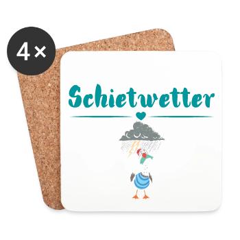 Schietwetter Möwe. Maritime Kleidung - Untersetzer (4er-Set) - Weiß - Vorne