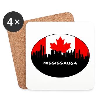 Mississauga-Kanada-Flaggen-Skyline-Schattenbild-Reise - Untersetzer (4er-Set) - Weiß - Vorne