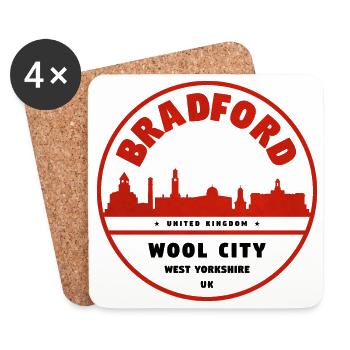 Bradford Skyline Stamp - Coasters (set of 4) - white - Front