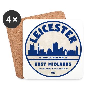 Leicester Skyline Round Logo East Midlands - Coasters (set of 4) - white - Front