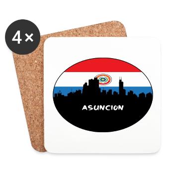 Asuncion Paraguay Flag Skyline Silhouette Reisen - Untersetzer (4er-Set) - Weiß - Vorne
