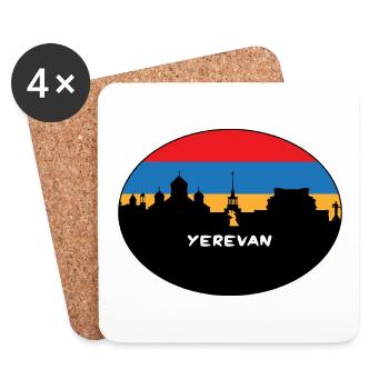 Erevan Arménie Drapeau Skyline Silhouette Travel - Dessous de verre (lot de 4) - blanc - Devant
