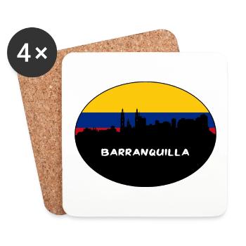 Barranquilla Colombie Drapeau Skyline Silhouette Trav - Dessous de verre (lot de 4) - blanc - Devant