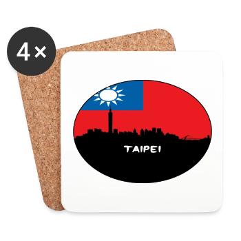 Taipei Taiwan Drapeau Skyline Voyage Silhouette - Dessous de verre (lot de 4) - blanc - Devant