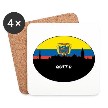 Quito Équateur Drapeau Skyline Silhouette Travel - Dessous de verre (lot de 4) - blanc - Devant