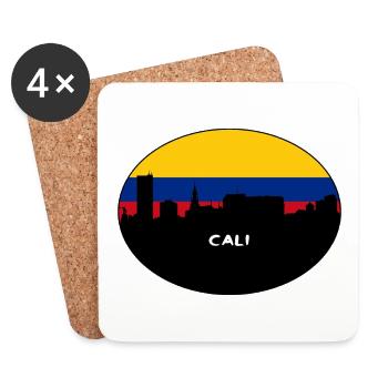 Cali Colombie Drapeau Skyline Voyage Silhouette - Dessous de verre (lot de 4) - blanc - Devant