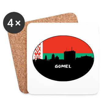 Gomel Belarus Flag Skyline Silhouette Travel - Coasters (set of 4) - white - Front