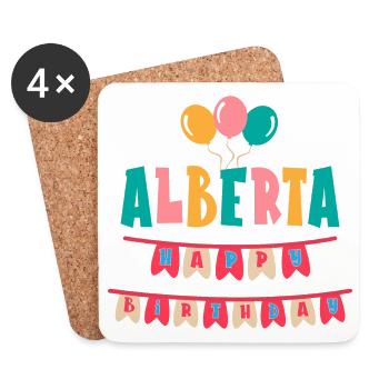 T-Shirt Happy Birthday Alberta Happy Birthday - Untersetzer (4er-Set) - Weiß - Vorne