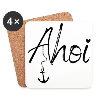 Maritime Mode mit Ahoi und Anker - Untersetzer (4er-Set) - Weiß - Vorne