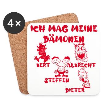 Ich mag meine Dämonen - Untersetzer (4er-Set) - Weiß - Vorne