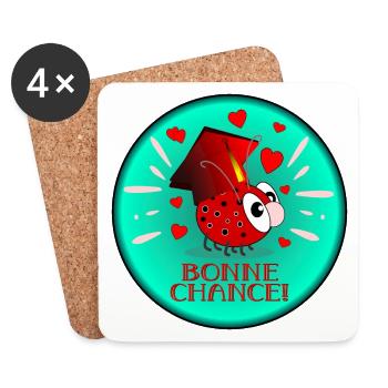 Bonne Chance Examen France - Succès - Dessous de verre (lot de 4) - blanc - Devant