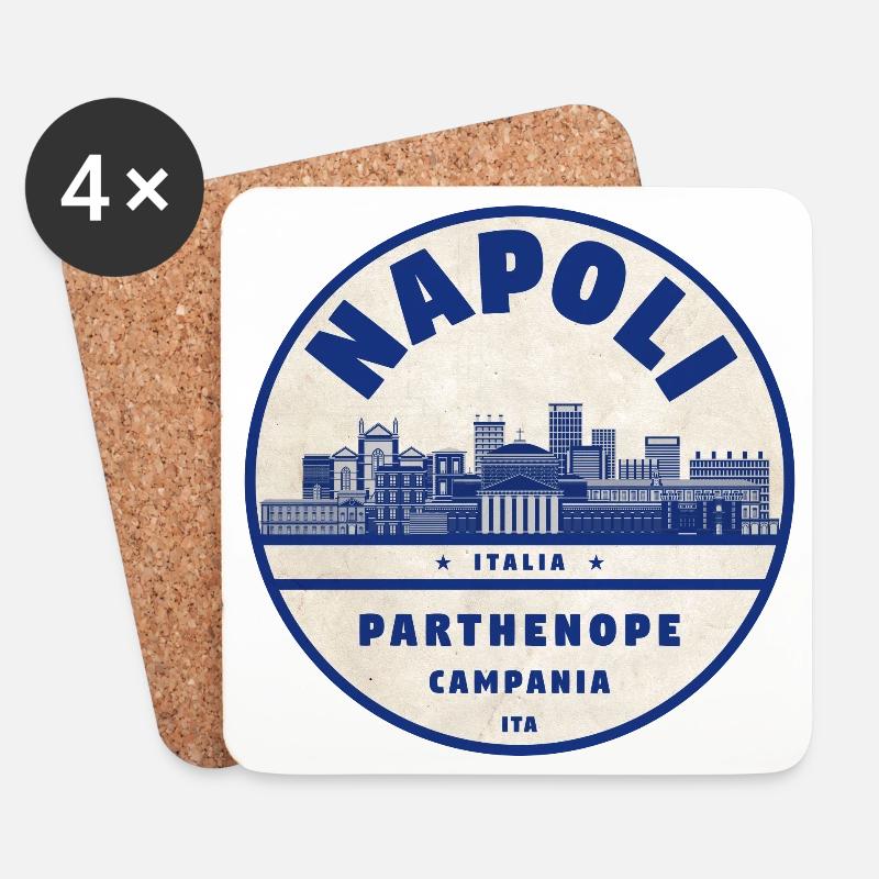 Napoli Skyline Vintage Abzeichen - Untersetzer (4er-Set) - Weiß