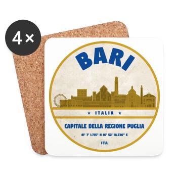 Bari Skyline Vintage Abzeichen - Untersetzer (4er-Set) - Weiß - Vorne