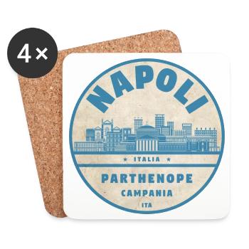 Insigne de la Skyline de Naples - Dessous de verre (lot de 4) - blanc - Devant