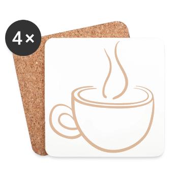 Steaming Coffee Mug Minimal Design - Coasters (set of 4) - white - Front