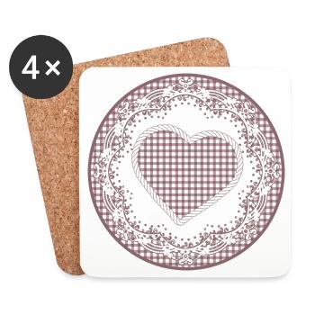 Nostalgia cake tip label in dusky pink with heart - Coasters (set of 4) - white - Front