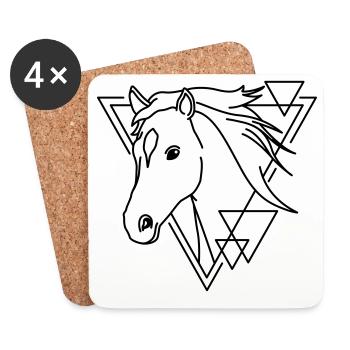 Pferd in geometrischer Form - Line-Art-Design - Untersetzer (4er-Set) - Weiß - Vorne