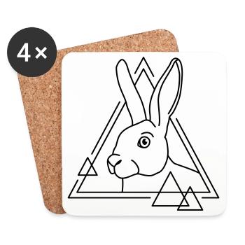 Rabbit in geometric shape - line art design - Coasters (set of 4) - white - Front