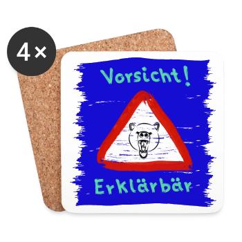 Vorsicht Erklärbär - Untersetzer (4er-Set) - Weiß - Vorne