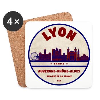 Lyon Skyline Vintage Badge - Coasters (set of 4) - white - Front