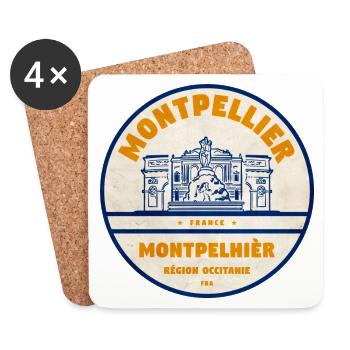 Montpellier Occitanie Vintage Badge - Untersetzer (4er-Set) - Weiß - Vorne