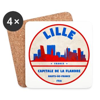 Lille Skyline Retro Badge - Coasters (set of 4) - white - Front