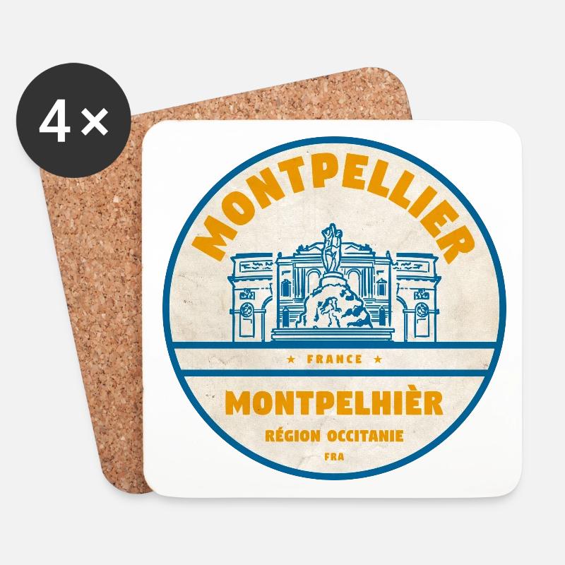 Montpellier Vintage Stadtlogo Sticker - Untersetzer (4er-Set) - Weiß