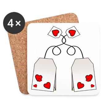 Valentinstag Tee - Untersetzer (4er-Set) - Weiß - Vorne
