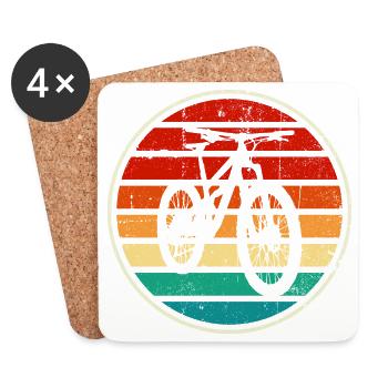 Coucher de soleil à vélo arc-en-ciel rétro - Dessous de verre (lot de 4) - blanc - Devant