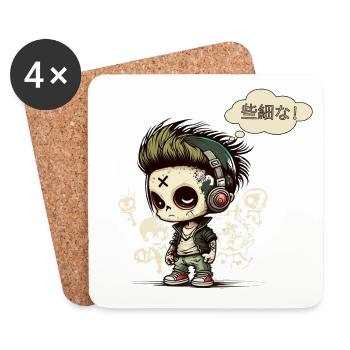 Anime Chibi Urban Graffiti | Unimportant! - Coasters (set of 4) - white - Front