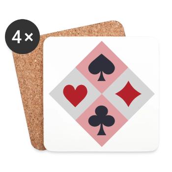 Couleurs de cartes à jouer vintage - Dessous de verre (lot de 4) - blanc - Devant