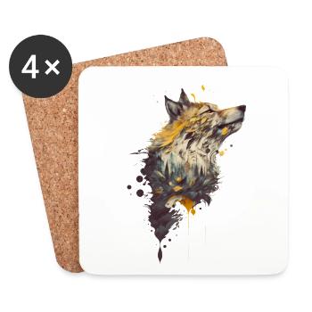 Wolf Design avec une forêt incluse - Dessous de verre (lot de 4) - blanc - Devant