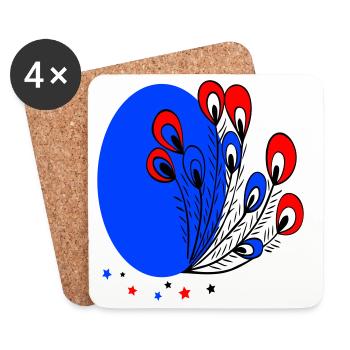 Easter egg with peacock feathers - Coasters (set of 4) - white - Front