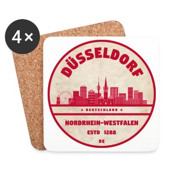 Düsseldorfer Skyline Retro-Stempel - Untersetzer (4er-Set) - Weiß - Vorne