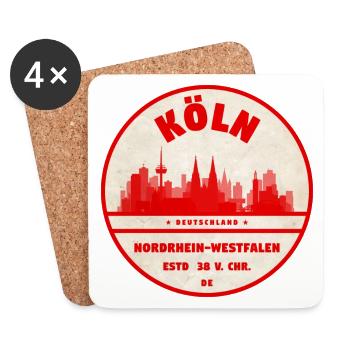 Cercle vintage de la Skyline de Cologne - Dessous de verre (lot de 4) - blanc - Devant