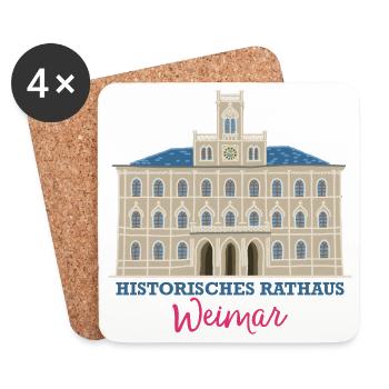 Weimar, Historisches Rathaus, Deutschland - Untersetzer (4er-Set) - Weiß - Vorne