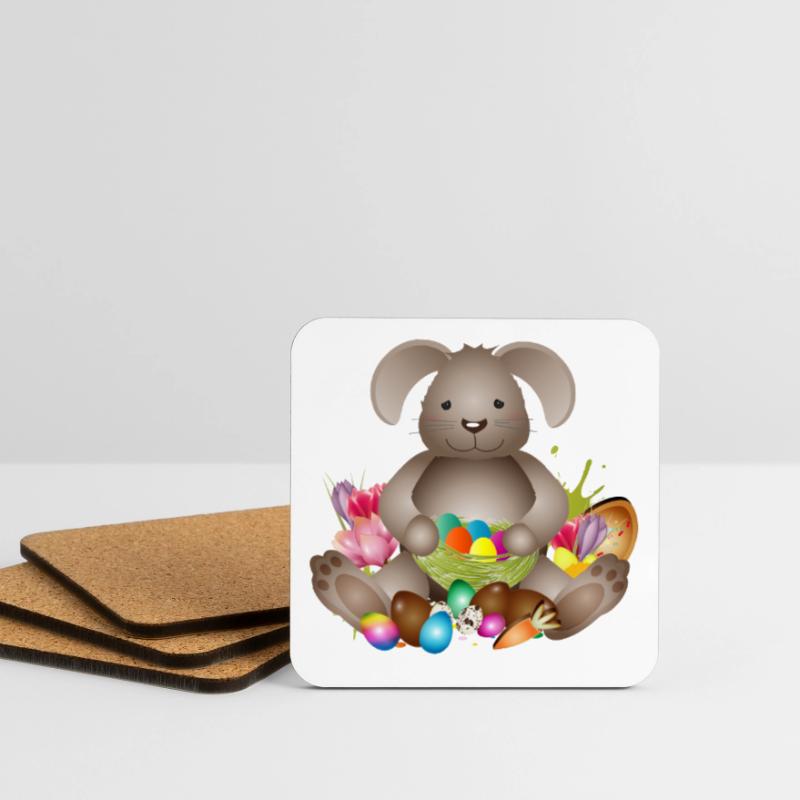 small Easter with Easter nest full of Easter eggs Coasters (set of 4)