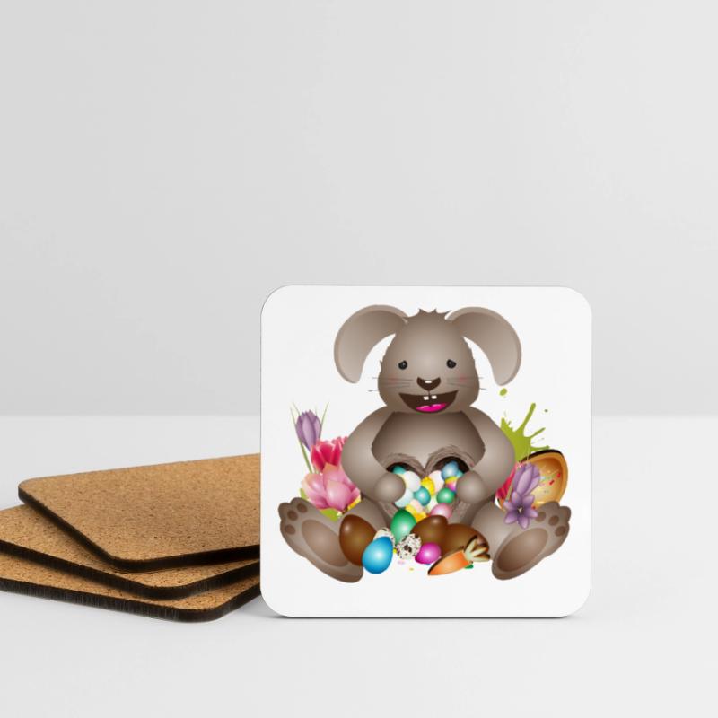 laughing Easter with Easter nest full of Easter eggs Coasters (set of 4)