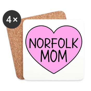 Norfolk Terrier Mom Mama Mistress Heart Pink - Coasters (set of 4) - white - Front