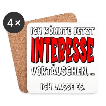 SPRUCH KOMMUNIKATION - INTERESSE VORTÄUSCHEN PARTY - Untersetzer (4er-Set) - Weiß - Vorne
