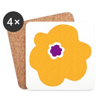 fleur jaune printemps points fleur énergie nature - Dessous de verre (lot de 4) - blanc - Devant