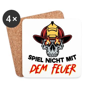 Feuerwehrhelm Statement Feuerwehr Brandschutz - Untersetzer (4er-Set) - Weiß - Vorne