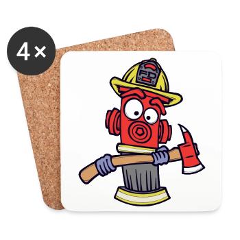 Extincteurs Pompiers Protection incendie Pompier - Dessous de verre (lot de 4) - blanc - Devant