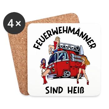 Feuerwehr Brandschutz Lebensretter Statement - Untersetzer (4er-Set) - Weiß - Vorne