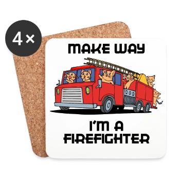Fire Brigade Statement Fire Engine Professional Fire Brigade - Coasters (set of 4) - white - Front