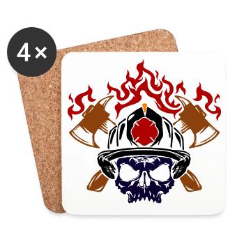 Casque de pompier brûlant Protection incendie des pompiers - Dessous de verre (lot de 4) - blanc - Devant