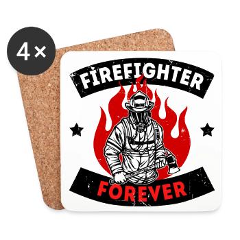 Firefighter Fire Brigade Fire Protection Statement - Coasters (set of 4) - white - Front